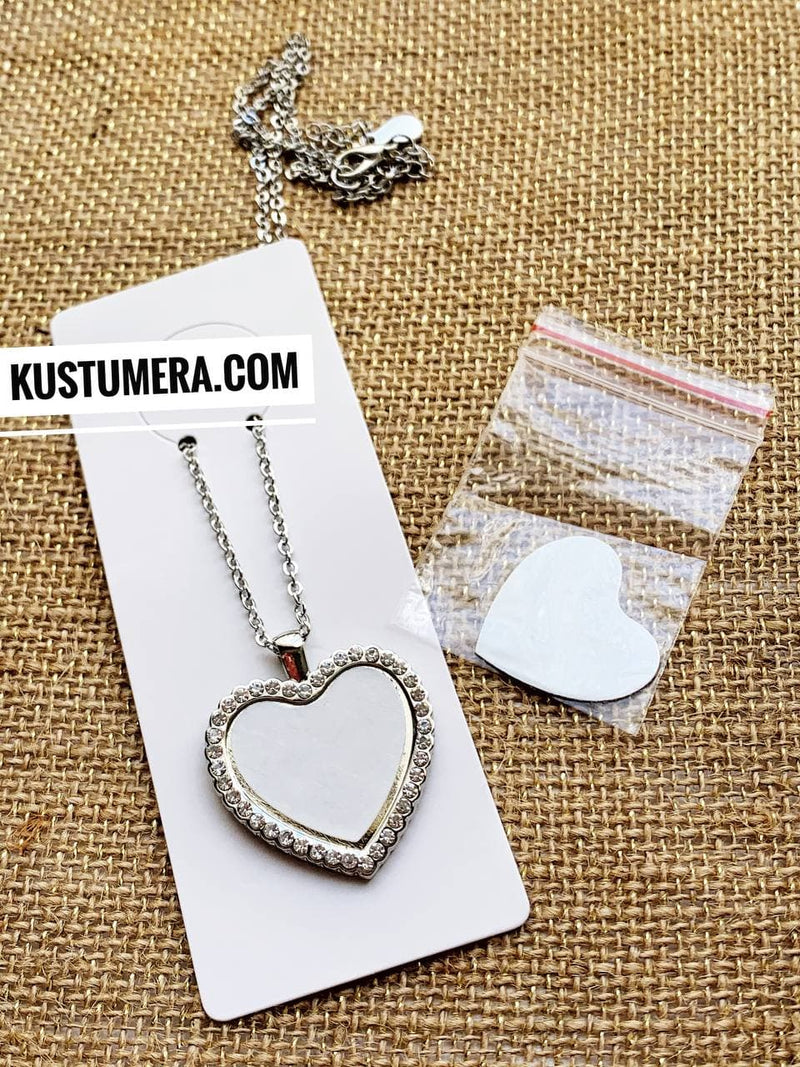 Sublimation Blank Heart CZ Necklace