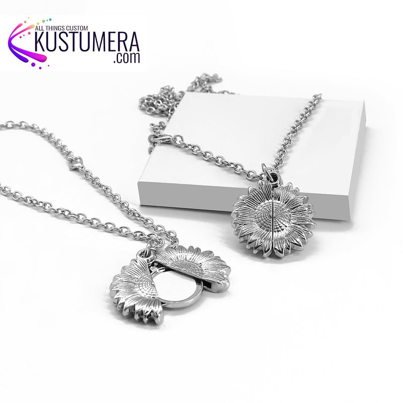 Sublimation Blank Sunflower Pendant Necklace SILVER