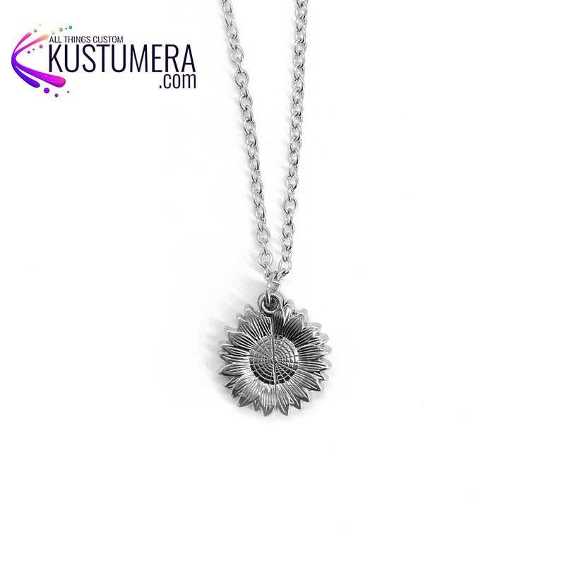 Sublimation Blank Sunflower Pendant Necklace SILVER