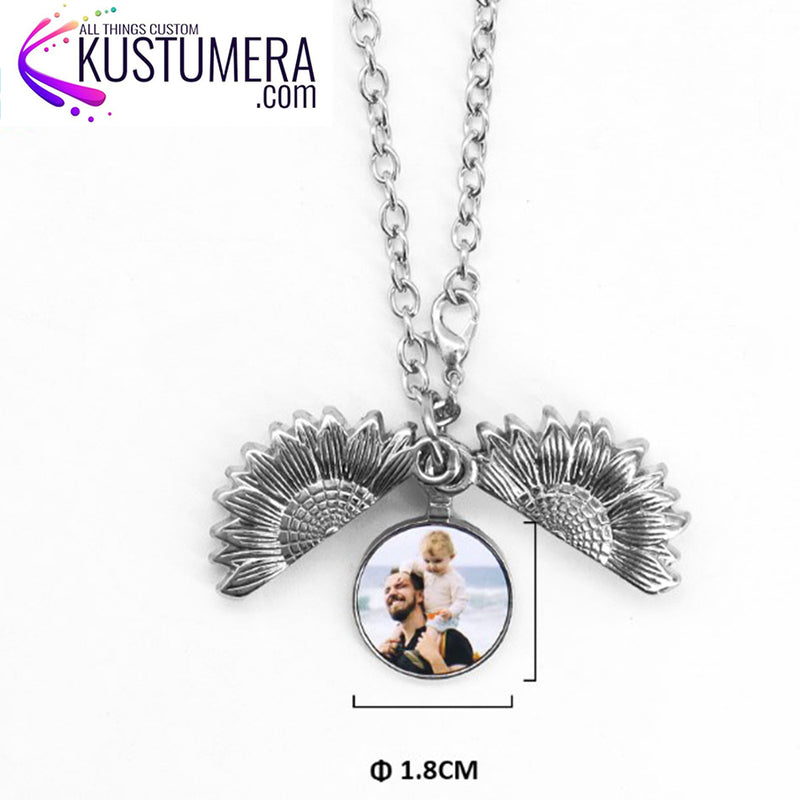 Sublimation Blank Sunflower Pendant Necklace SILVER