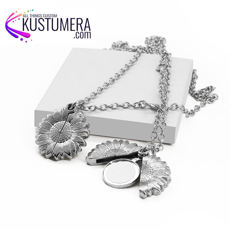 Sublimation Blank Sunflower Pendant Necklace SILVER