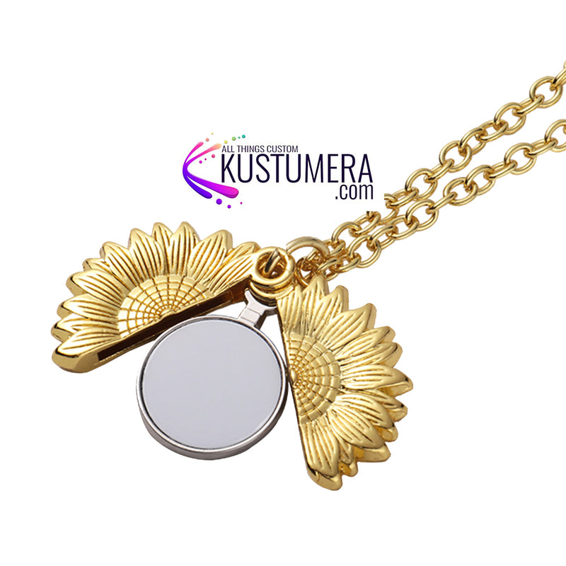 Sublimation Blank Sunflower Pendant Necklace GOLD