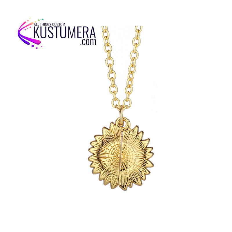 Sublimation Blank Sunflower Pendant Necklace GOLD